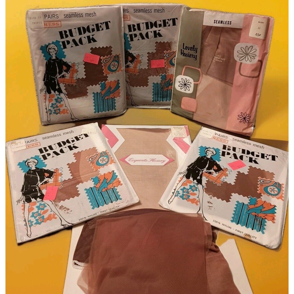 1960s Sheer Nylon Stockings Lot Size 10.5-11 Medium Original Box Vintage Rare